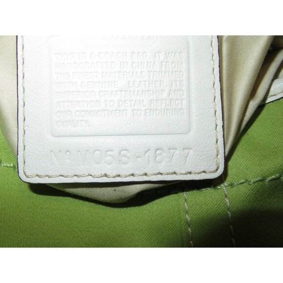 Coach 2005 Vintage Soho White Leather & Green Sateen Shoulder Bag - Picture 8 of 10